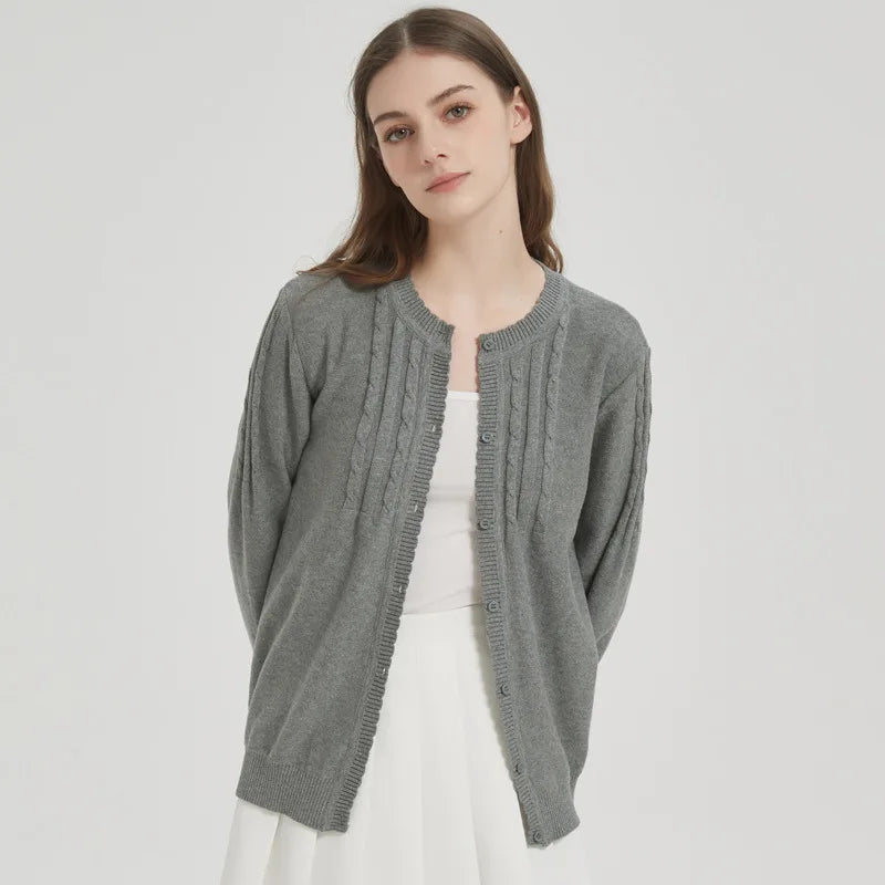 អាវក្រៅ Cardigan សម្រាប់នារី អាវរោមចៀមទាន់សម័យ អាវខ្លី អាវប៉ាក់ អាវដៃវែង អាវក្រៅសម្រាប់នារី