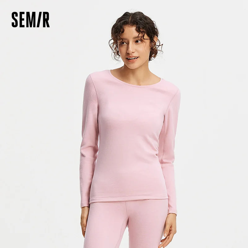 Semir Women Tshirt Brushed Fabric Crew Neck Solid Color Everyday Style Urban Casual Style Soft Touch 2026 Spring