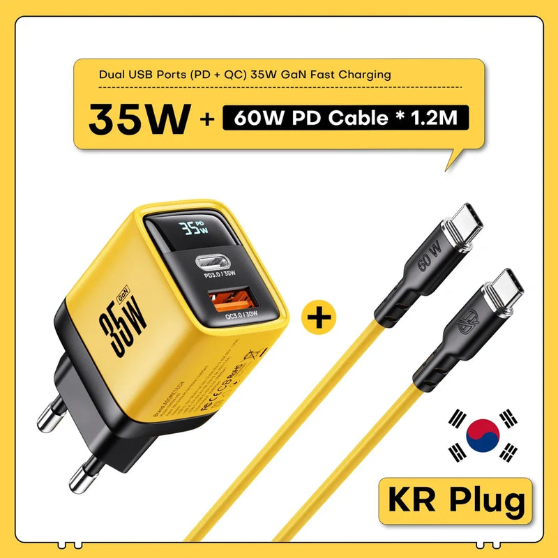 ASOMETECH GaN 35W សាកថ្មលឿនប្រភេទ C ឆ្នាំងសាក USB QC4.0 PD3.0 PPS 30W 25W ឆ្នាំងសាករហ័សសម្រាប់ iPhone 15 Pro Samsung S23 Xiaomi