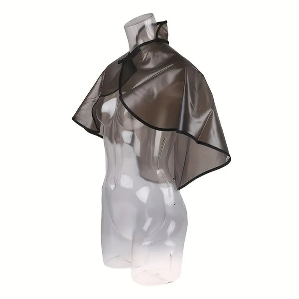 1pc Waterproof Transparent Hair Cutting Cape, Reusable Salon Barber Cloak with Neck Seal for Hair Dye, Home & Professional Use