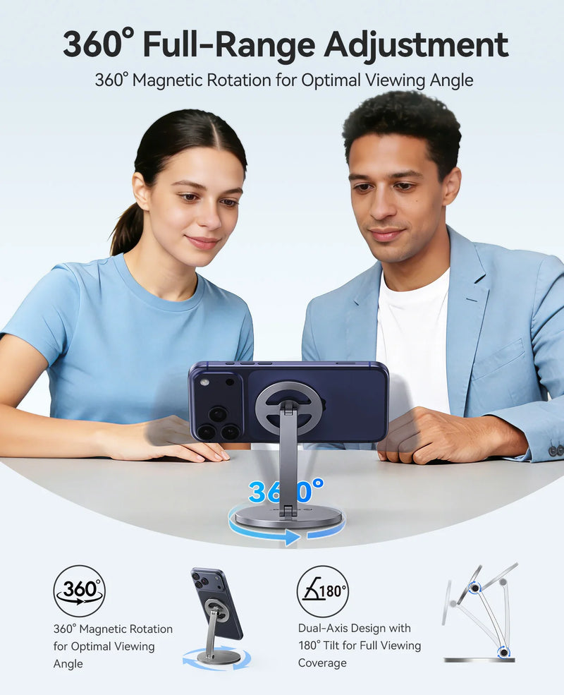 ORICO Magnetic Foldable Phone Stand with 360° Adjustable Strong Magnetic Panel for Office Study Entertainment and Travel