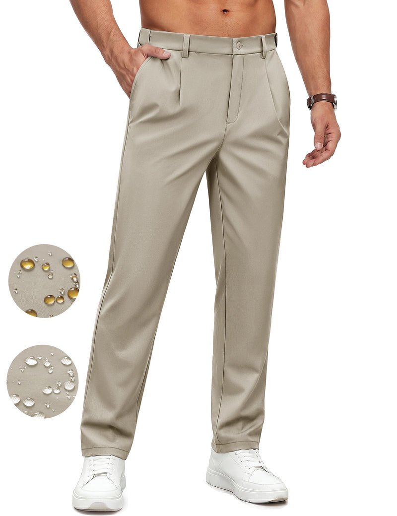 TACVASEN Mens Casual Classic Fit Waterproof Pants 30" Stretch Lightweight Golf Dress Trousers Zipper Pocket Breathable Travel