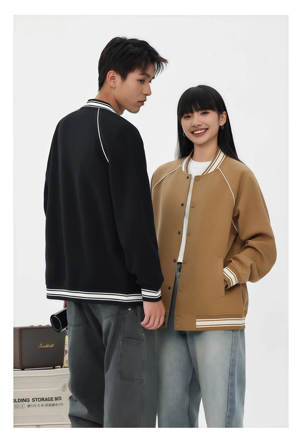 Fashionable retro trendy cotton  baseball jacket  with shoulder sleeves causal couple style  loose and versatile