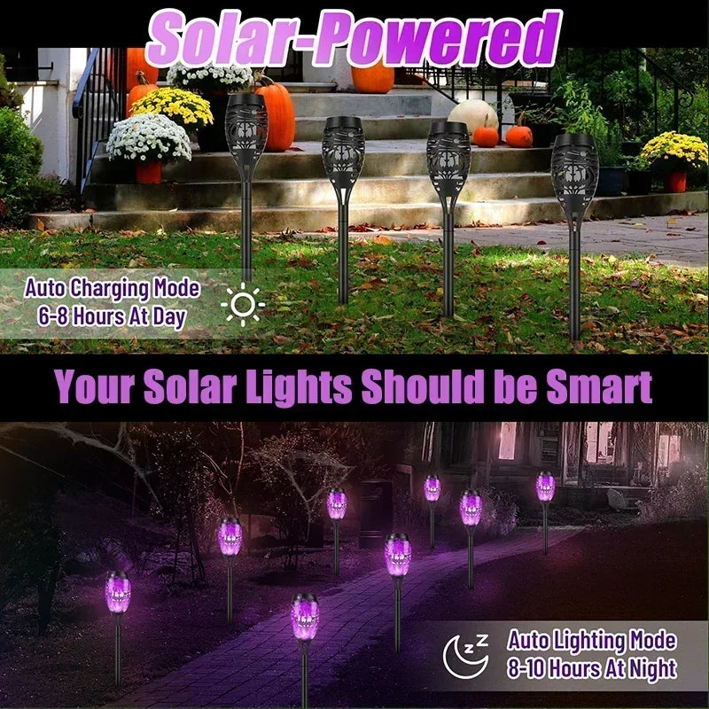 1 PCS Solar Garden Flame Lights Flickering Flame Lamp Outdoor Lawn Light Waterproof Courtyard Helloween Decoration Lighting