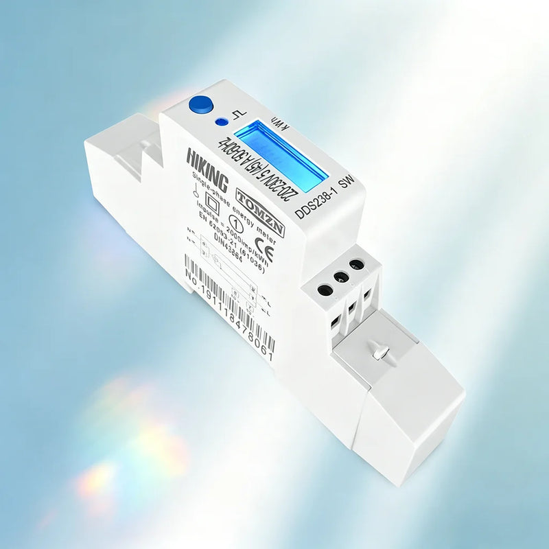 TOMZN Single-Phase DIN-Rail Energy Meter – 5(45)A, 220V 50/60Hz LCD Display KWh Watt-hour Measurement
