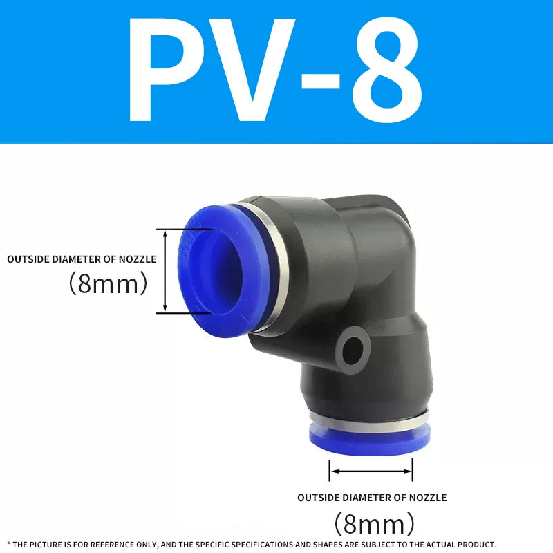 50/100/500/1000 Pcs Pneumatic Quick-Plug Connector PV-4/6/8/10/12/14/16 Right-Angle Elbow Connection Air Pressure PU Trachea