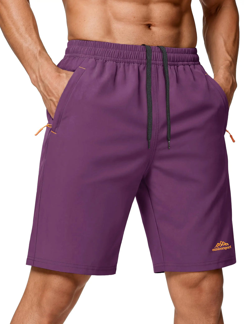 Men's 9" Quick Dry Running Gym Workout Shorts Lightweight Breathable Summer Shorts with 3 Zipper Pockets