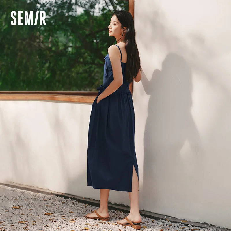 Semir Women Dress Bowknot Solid Tube Sling French Style Dress 2026 Summer Elegant