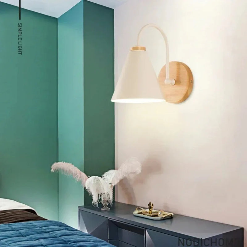 Nordic Wall Sconce Light Fixture for Bedroom Bedside Living Room Lighting Luminaire Lamp Indoor Wooden Decor Retro Wall Lamp
