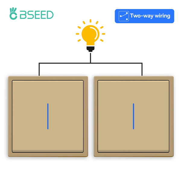 BSEED 1/2Gang 2Way Button Light Switch With EU Socket 20W AC Socket Plastic Frame Wall Switch On Off For Stairs LED Backlight