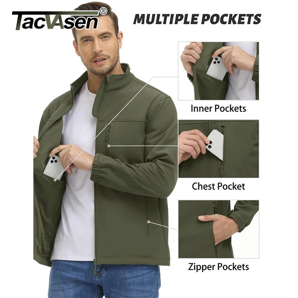 TACVASEN Men's Waterproof Outdoor Hiking Jacket Full Zip Windproof Fleece Lining Warm Fall Winter Work Casual Jackets
