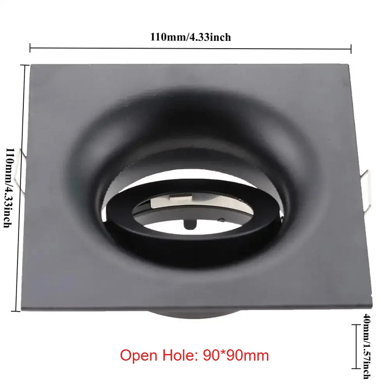 Round Square LED Spotlight Frame GU10 MR16 Base Recessed Downlight Adjustable Lamp for Kitchen Living Room Bedroom Lighting