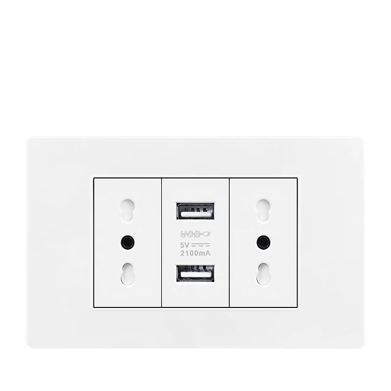 White/black embedded Italy Chile plug usb C wall socket,16A power strip, smart Type-c 20W fast charging socket adapter