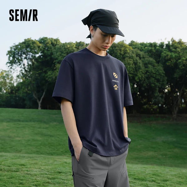 អាវយឺតបុរស Semir ឆ្នាំ ២០២៦ ប៉ាក់ដោយកប្បាសសុទ្ធ បោះពុម្ពលេខ ស្ទីលកីឡាស្រាល ម៉ូដធម្មតា ទន់