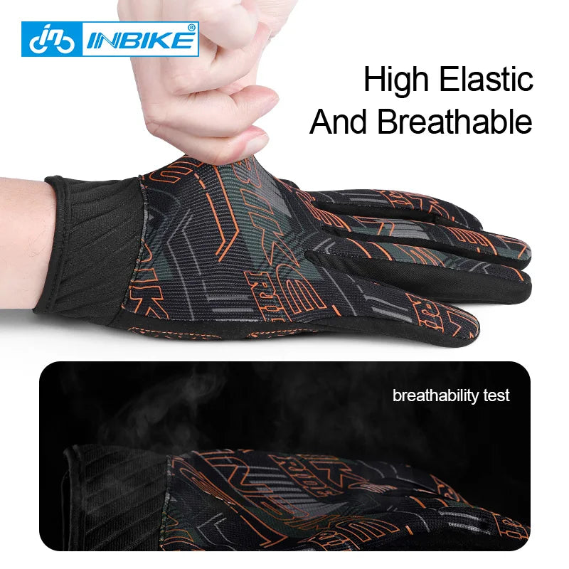 INBIKE MTB Bicycle Gloves Touch Screen Full Finger Cycling Gloves Anti-slip Sport Bike Racing Gloves for Men Women Accessories