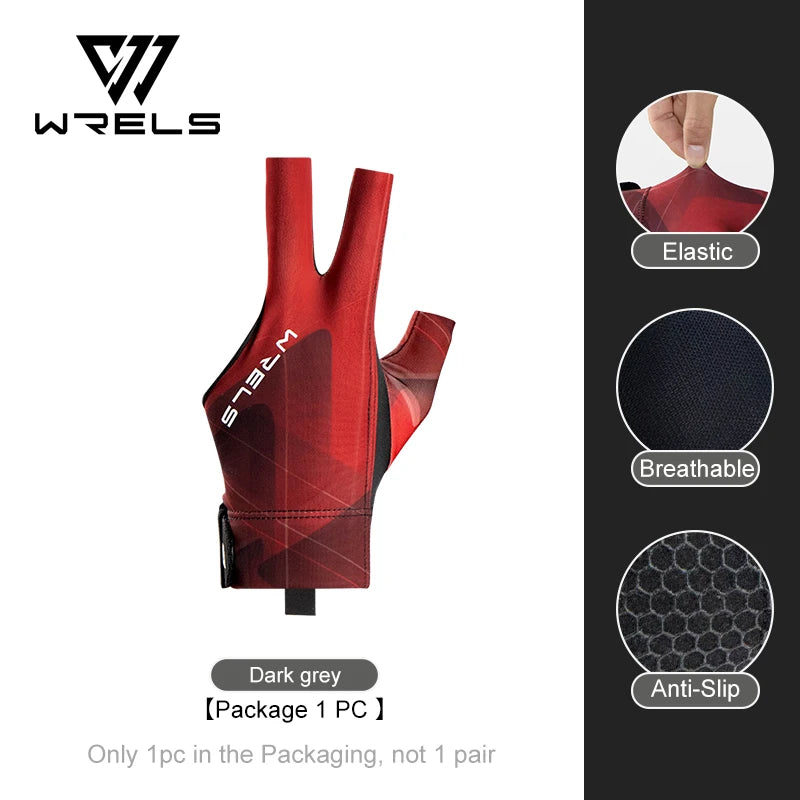 WRELS 1pc Left Hand Billiards Glove Three Finger Snooker Billiard Glove Non Slip Stickers Elasticity Billiard Training Gloves