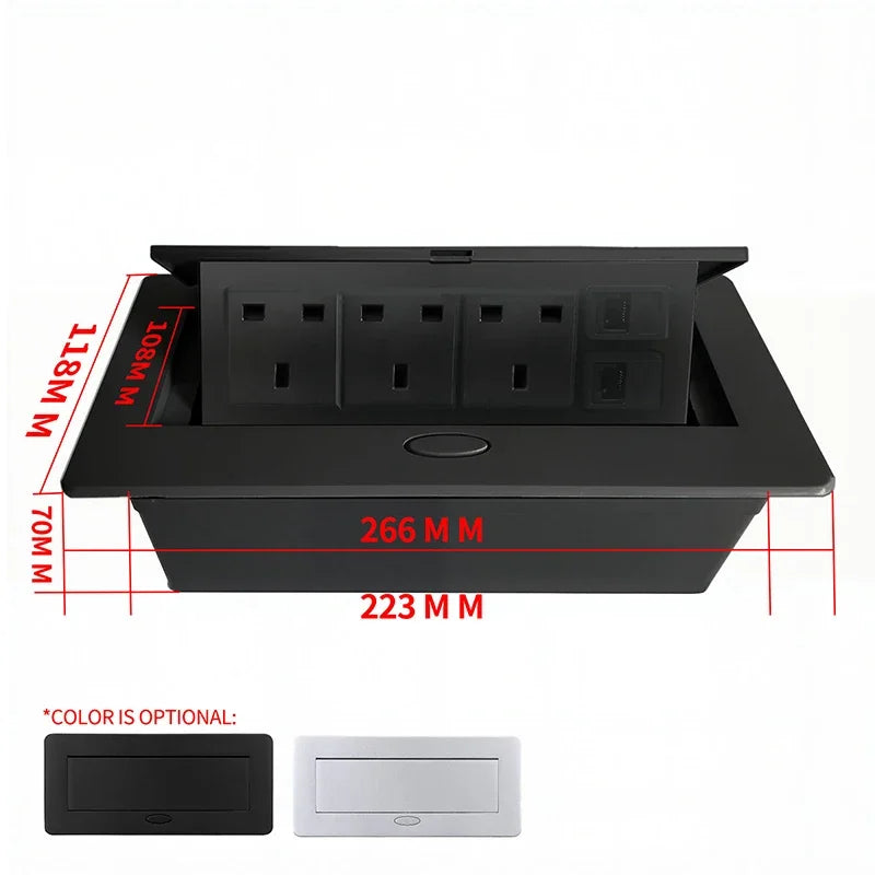 Multifunctional Slow-Rise Pop-Up Socket with UK USB/HDMI - Aluminum Alloy Embedded Conference Desk Socket