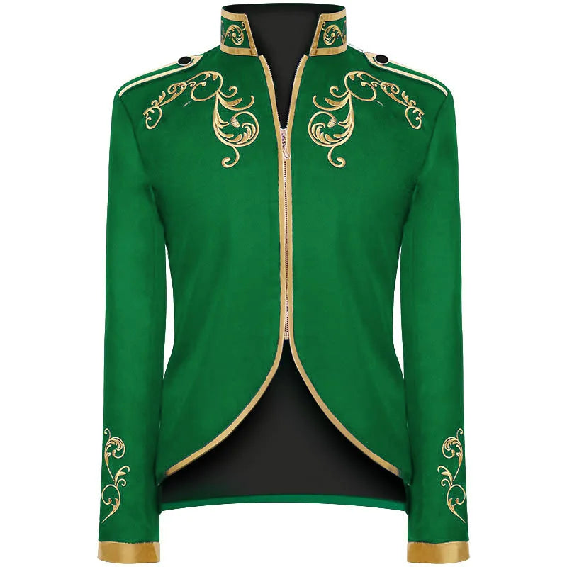 2026 New Halloween Men's Fashion Jacket, Blue Court Prince Embroidered Coat, Red Black White Purple Green Available Jackets