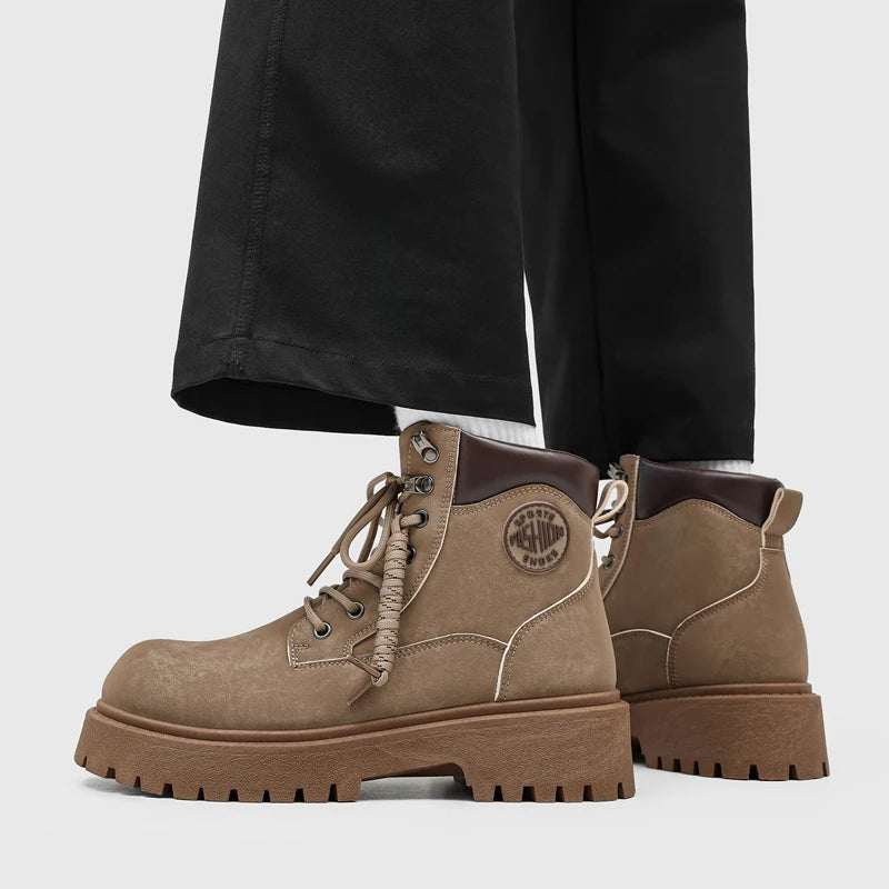 Men's thick-sole retro casual boots Four season new high-top British soft-sole light non-slip comfort fashion outdoor work boots