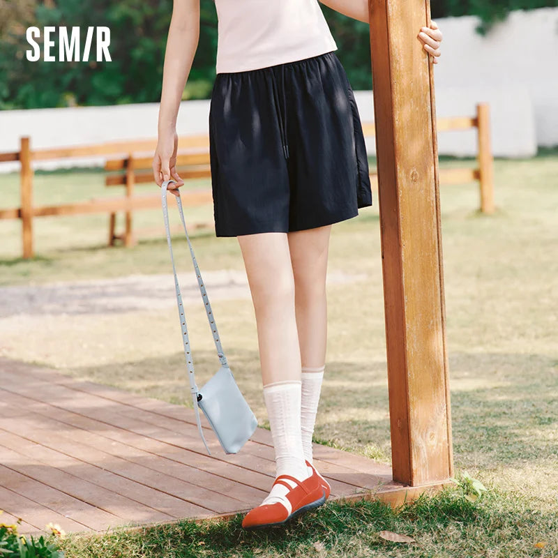 Semir Women Shorts Draping Ruffle Elastic Waist Loose Straight Shorts 2026 Summer Simple Casual