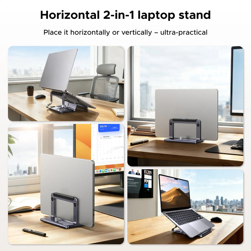 UGREEN Horizontal & Vertical 2-in-1 Laptop Stand For MacBook Air Aluminum Notebook Stand For MacBook Pro Tablet iPad Phone Stand