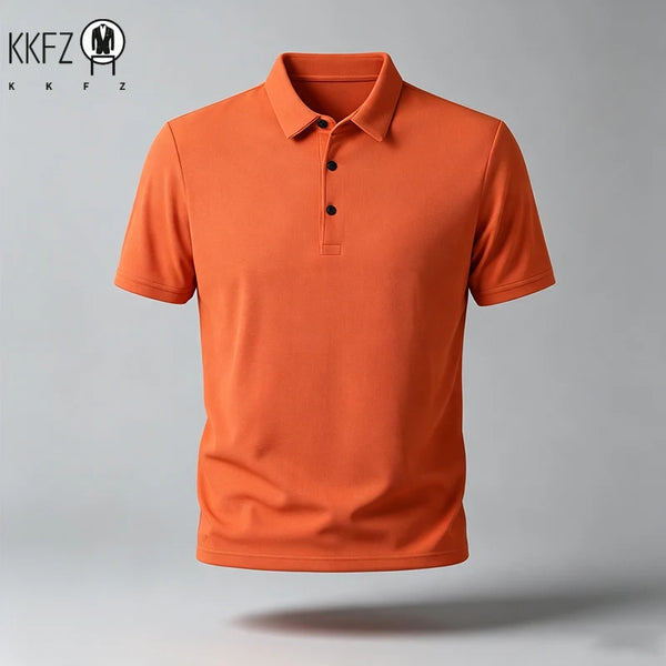 Men Regular Fit Short Sleeve Polo Shirt Lapel Collar Skin���Friendly Fabric For Street Style And Office Daily Commute Scenes