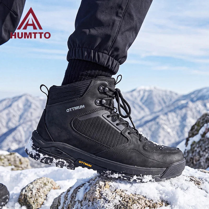 HUMTTO Mens Hiking Boots Breathable Sneakers for Man Outdoor Sneakers Genuine Leather Men Sports Shoes Winter Wool Trekking Shoe