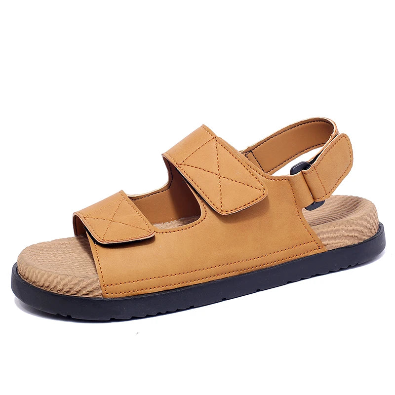 Thick Soles Bottom Platform Mens Leather Sandals Men Adjustable Slippers Sandals Soft Comfortable Summer Shoes