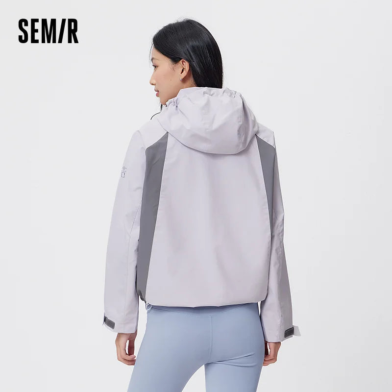 Semir Jacket For Woman Spring New Style Solid Color Loose Casual Top Waterproof Stain-Resistant Fashion Coat