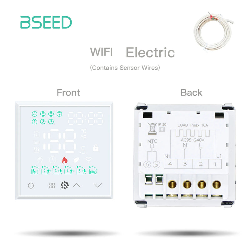 BSEED M1 WIFI Thermostat Room Temperature Controller Electric Floor Smart Water Heating Boiler DIY Parts Wall Socket Glass Frame