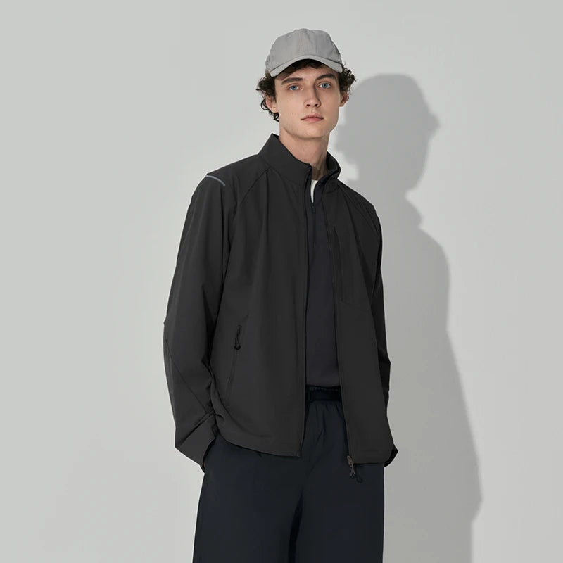 Semir Men Jacket Water Repellent Stand Collar Zipper Pocket Outdoor Sport 2026 Autumn Casual Letter Print Outerwear Daily Wear
