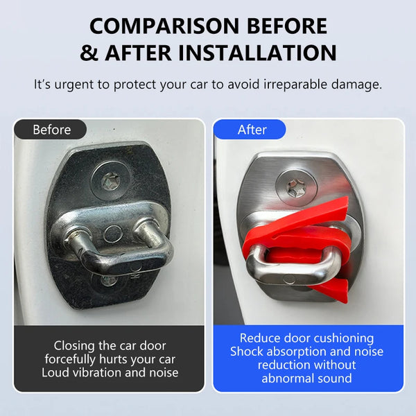 SEAMETAL 4pcs Car Door Lock Shock Pad Silicone Auto Door Lock Protection Cover Force Release Arm Design for Car Truck Door Latch