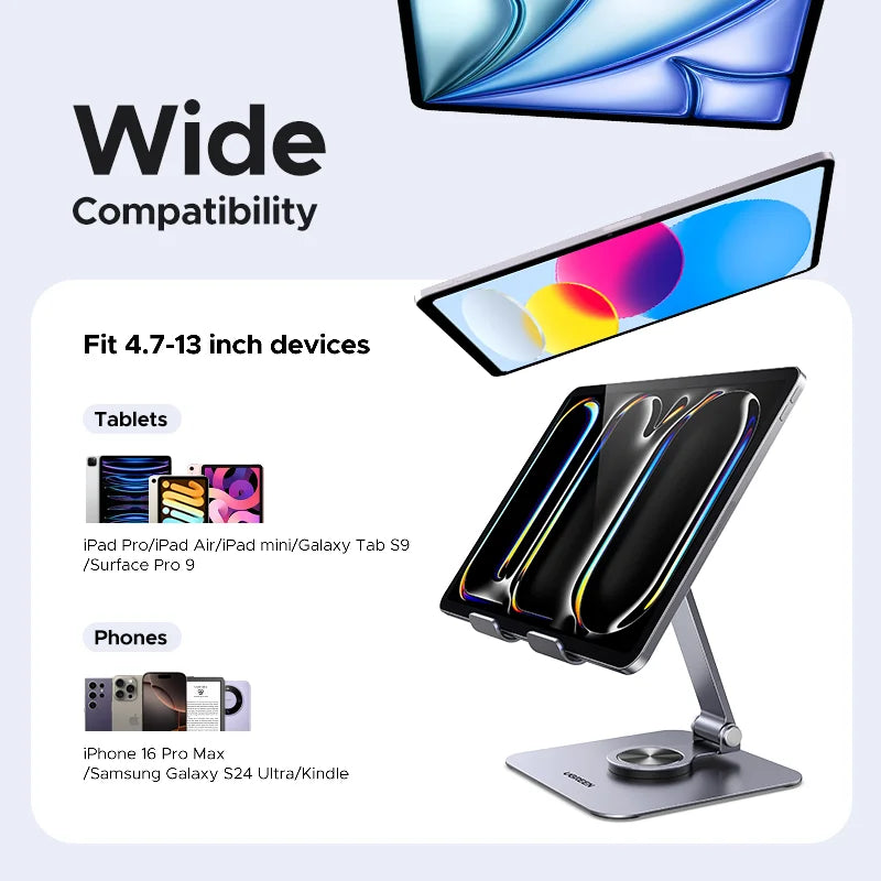 UGREEN Tablet Phone Stand For iPad Pro iPhone Xiaomi Tablet Support 360°Rotatable Aluminum iPad Stand Laptop Stand Tablet Holder