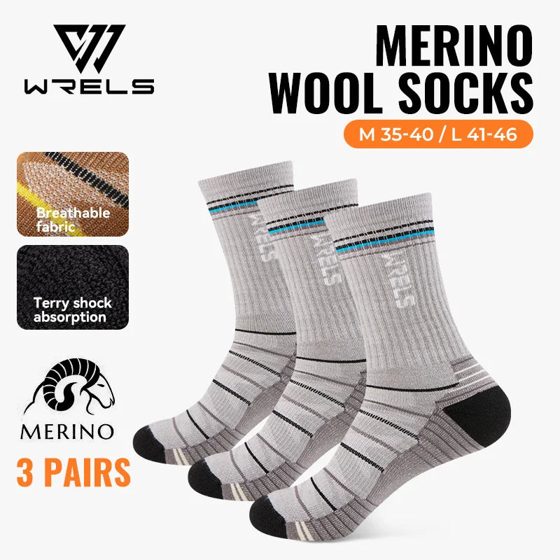 WRELS 1/2/3pairs Merino Wool Hiking Socks Warm Thermal Winter Moisture Wicking Socks Breathable Performance Wool Hiking Socks