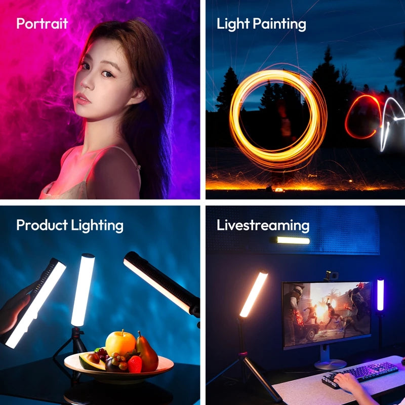 អំពូលភ្លើង Ulanzi B15RGB 15W ម៉ាញេទិក អំពូល LED កាន់ដៃ 1800-9000K CCT 3300mAh សម្រាប់ YouTube Vlog Live Photography Studio