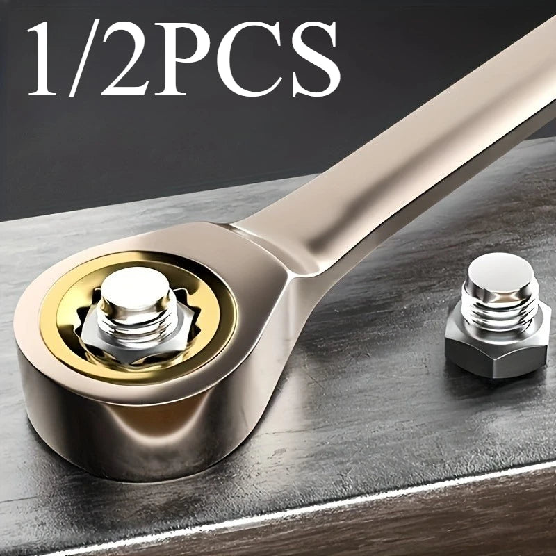 Quick release bi-directional ratchet wrench - dual head and open-end design, easy to use, durable carbon stee,Repair wrench.