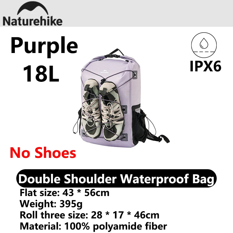 Naturehike 2026 Far Mountain 18/25L Lightweight IPX6 Waterproof Bag Outdoor Portable Breathable Camping Water Sports Backpack