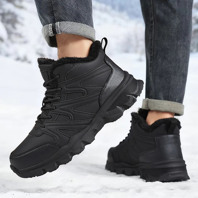 Men's Combat Boots Winter Warm Plush Light Breathable Casual Hiking Walking Cotton Boots Outdoor Jungle Anti-slip Training Boots
