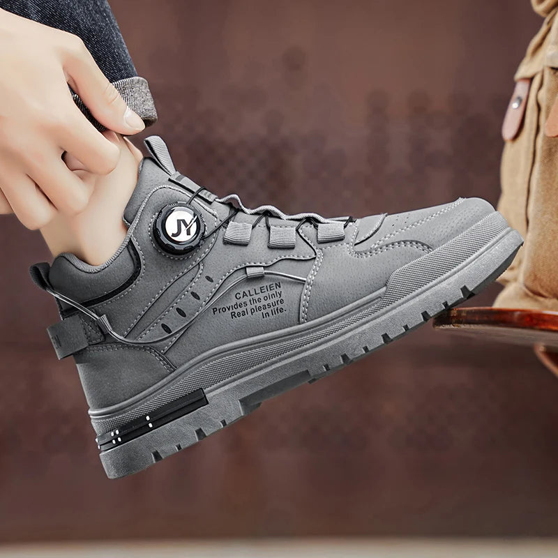 Men's boots four seasons new high-top breathable light soft-sole anti-slip work boots fashion Joker outdoor sports walking shoes