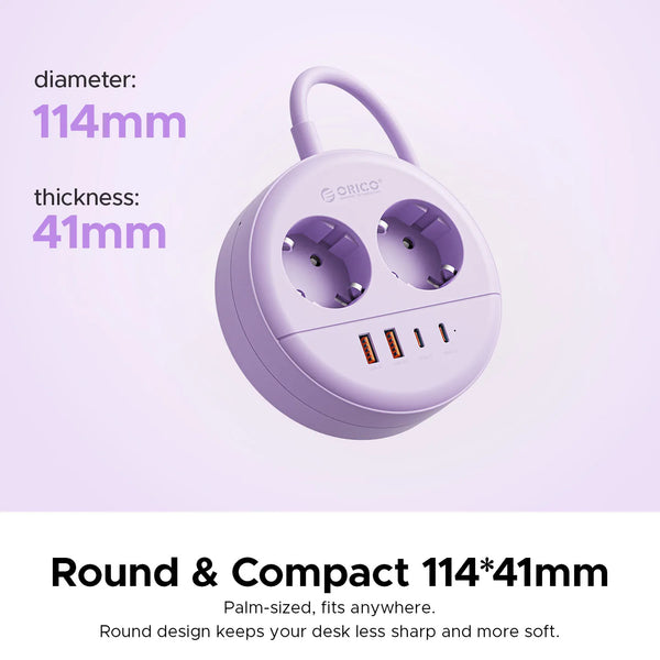 ORICO Desktop Round Power Strip PD20W Fast Charge 1.5M 3M Extension Power Cord Type C USB A Charging Station EU Plug Adapter