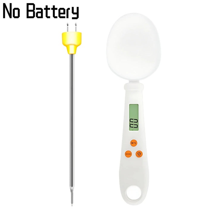 Oil Measuring Scale Versatile Spoon Scale with Lcd Display Accurate Stainless Steel Probe for Measuring Solid Liquid Ingredients White