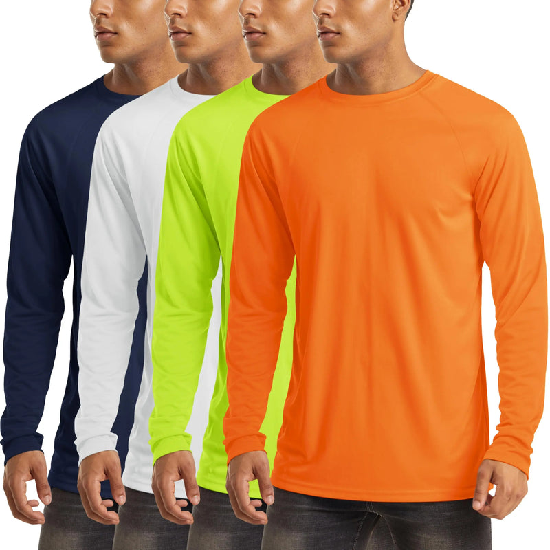 TACVASEN 4 Pack UPF 50+ Sun Protection T-shirts Men's Quick Dry Long Sleeve Athlectic T Shirts Performance Sports T-shirts Tee