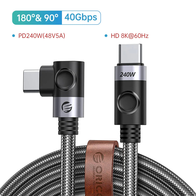 ORICO 2 In 1 40Gbps USB C Cable PD100W Fast Charger Cord 8K @60Hz HD USB 3.0 to USB C Cable for Macbook Thunderbolt 4 PS4