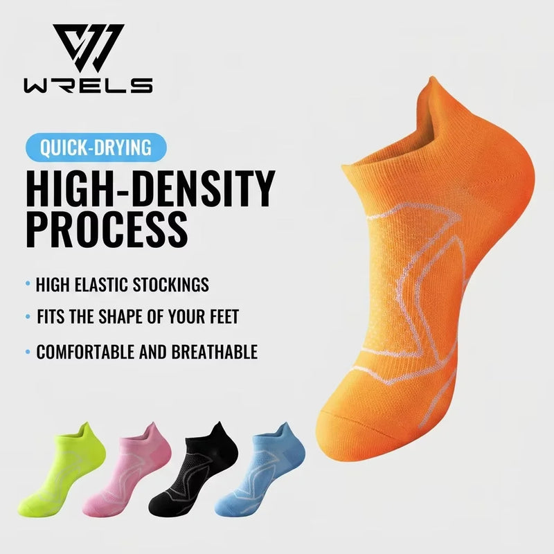 WRELS 1/2/3 Pairs Running Ankle Socks Quick-Dry Cushioned Athletic Socks Men Women Low Cut Seamless Arch Support Sports Socks