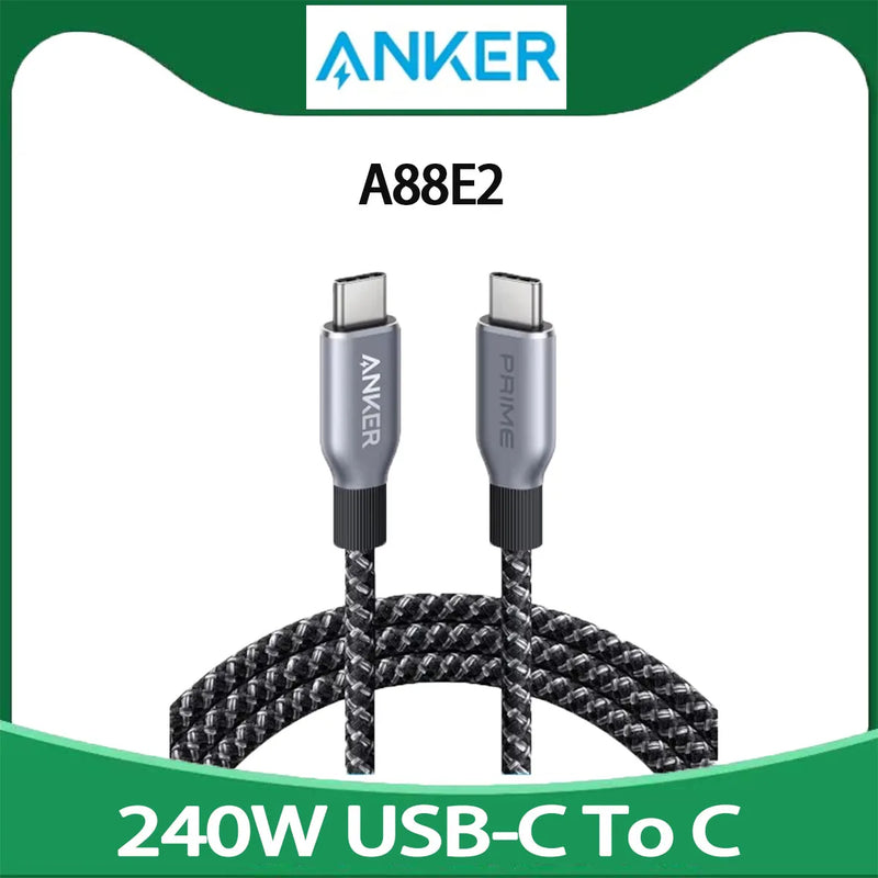 ខ្សែ Anker Prime USB C ទៅ USB C, ខ្សែ USB C សាកលឿន 240W ប្រវែង 6 ហ្វីត ធ្វើពីនីឡុងកែច្នៃ មានភាពធន់ពត់បាន 100 ឆ្នាំ