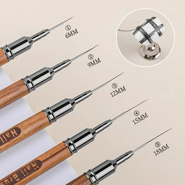 5pcs/pack Nail Brush Wood Handle Gel Nail Art Liner DIY Painting Brush Drawing Lines Stripe Painting Pen UV Gel Manicure Tool