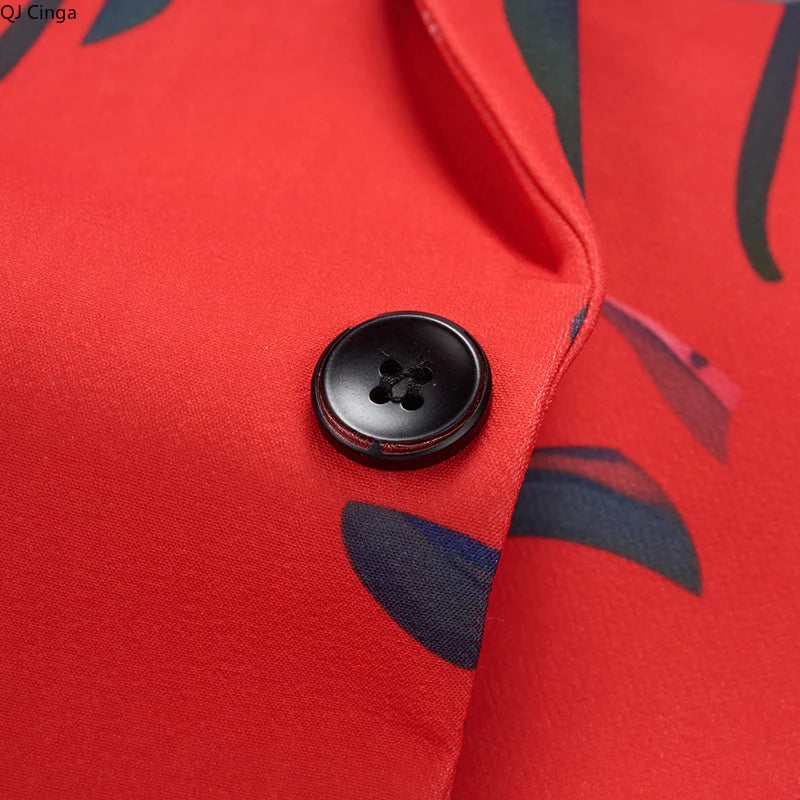 2026 New Men Red Suit Set - Stylish & Comfortable for Weddings, Parties & Formal Events Asian Sizes Slim Fit Jacket and Pants.