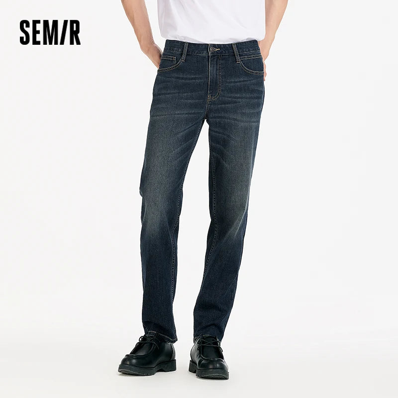 Semir Men Jeans Stretch 2026 Retro Washed Straight Commuter Urban Casual Everyday Style Soft Comfortable Daily Wear Trendy