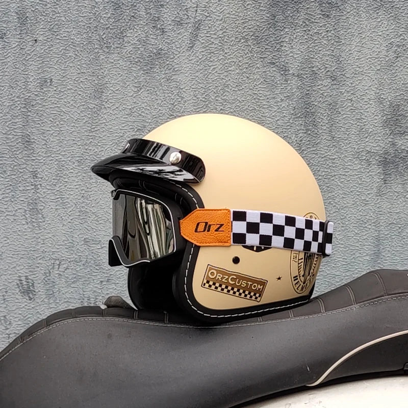 ORZ High-Quality Motorcycle Retro Helmet 3/4 Semi Covered Helmet Couple Scooter Cascos Para Moto Capacetes De Moto