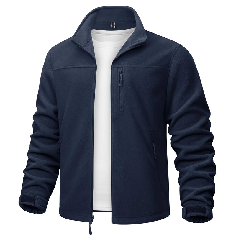 TACVASEN Stand Collar Fleece Jackets Mens Thermal Warm Full Zip Work Jacket Outdoor Trekking Hiking Jackets Windbreaker